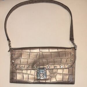 Dooney & Bourke Metallic Croc-Embossed   With Removable Strap . Wallet Or Clutch
